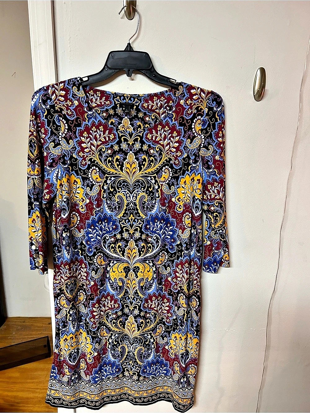 Talbots Women’s Size L Paisley Print 3/4 Sleeve Shift Dress Multicolor